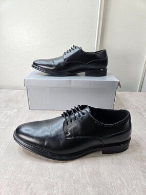 Oxford Dress Shoes 9.5 Black Faux Leather Comfort Lace up Loafers Preppy Formal
